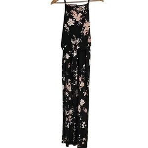 Floral‎ Romper Jumpsuit Maurices Black Pantsuit Romper Size S EUC